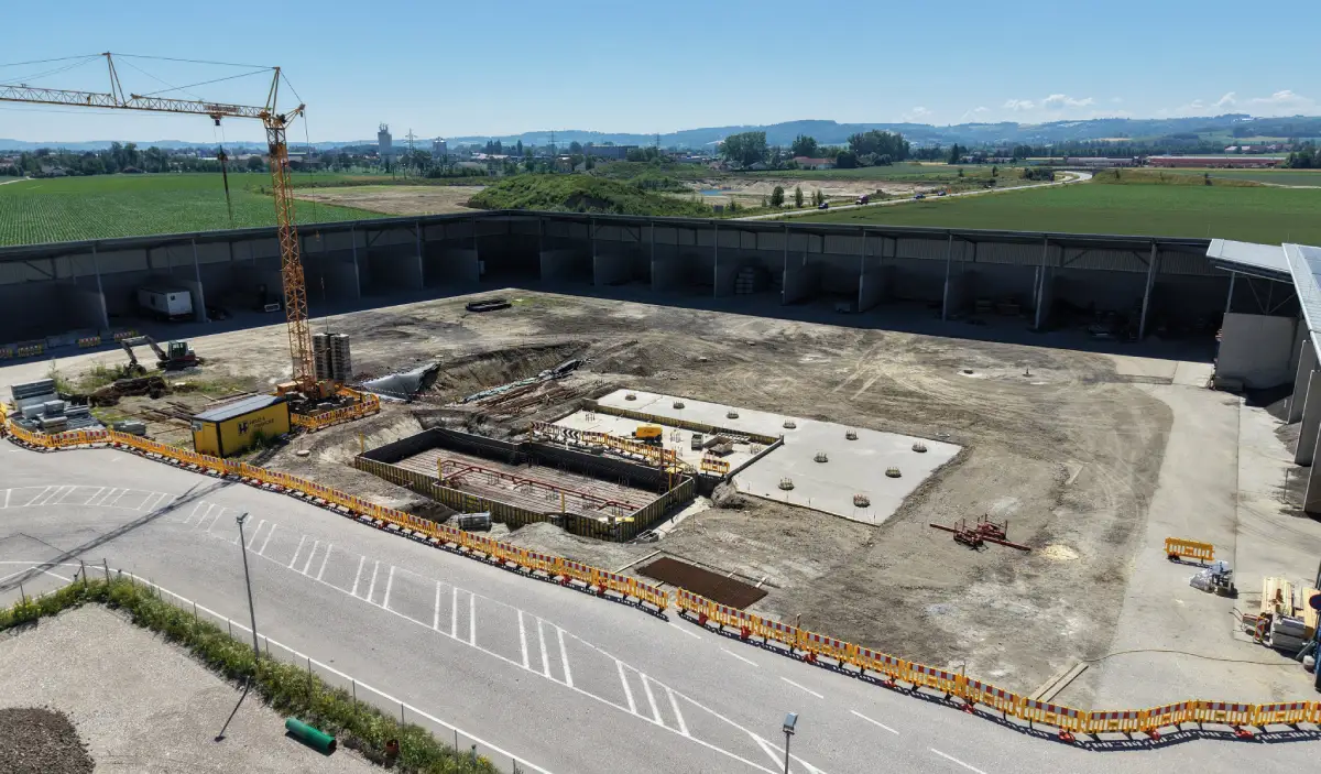 Luftbild Baustelle neue Anlage in Hinzenbach