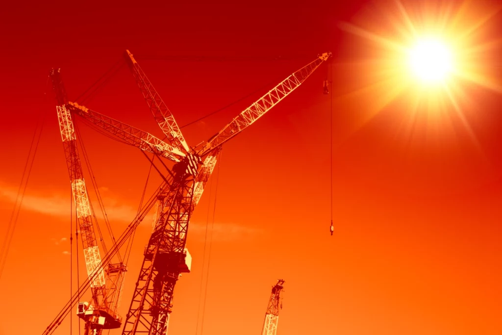 Baustelle mit Sonne, sehr heiß
