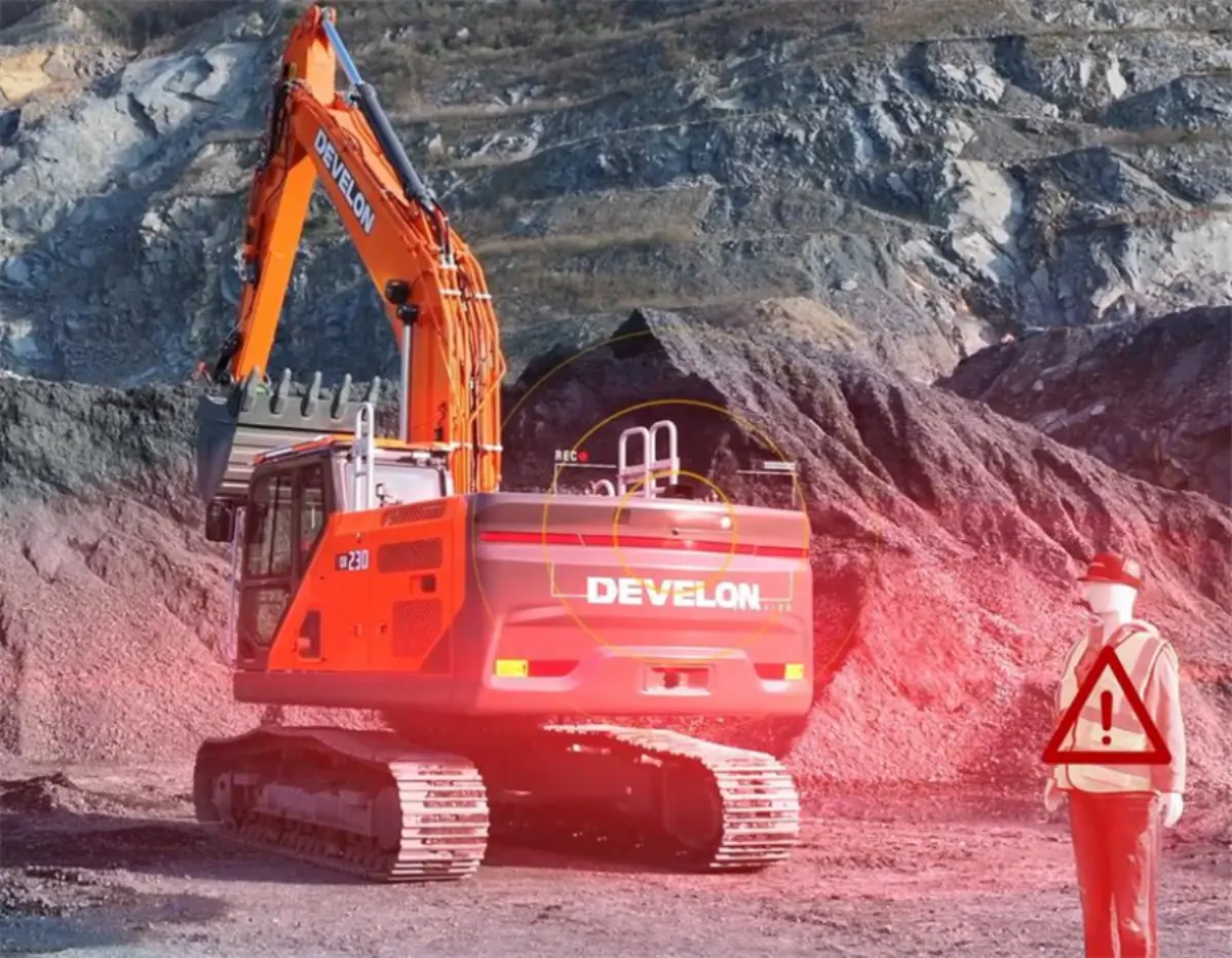 Develon Raupenbagger mit E-Stop-System